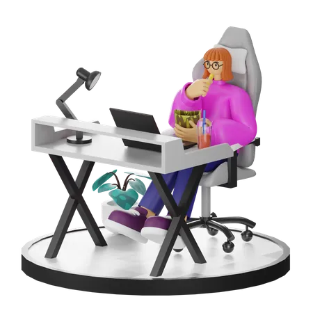 Female Thinking Of Ideas At Work  3D Illustration