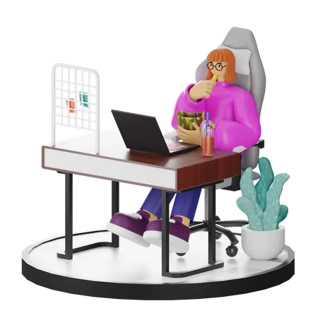 Female Thinking Of Ideas At Work  3D Illustration