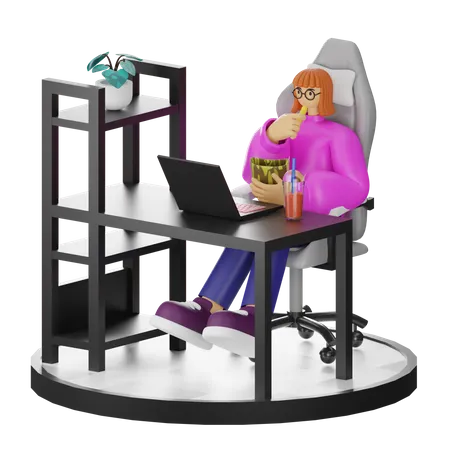 Female Thinking Of Ideas At Work  3D Illustration