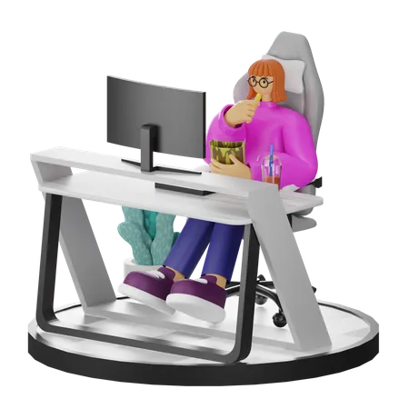 Female Thinking Of Ideas At Work  3D Illustration