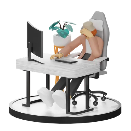 Female Thinking Of Ideas At Work  3D Illustration