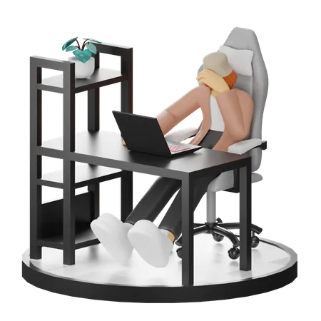 Female Thinking Of Ideas At Work  3D Illustration