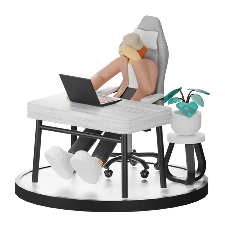 Female Thinking Of Ideas At Work  3D Illustration