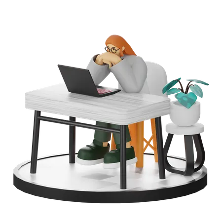 Female Thinking of ideas at work 3D Illustration