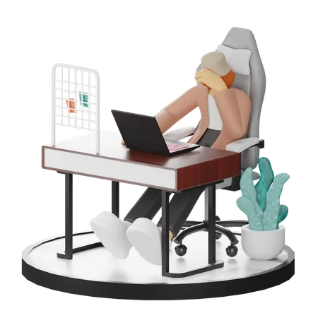 Female Thinking Of Ideas At Work  3D Illustration