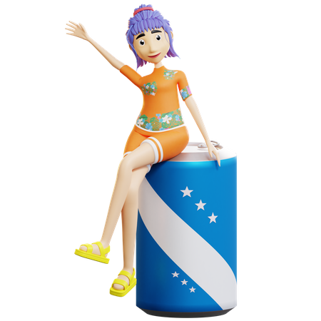 Female tourist happy on vacation  3D Illustration