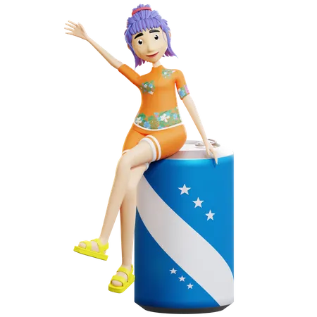 Female tourist happy on vacation 3D Illustration