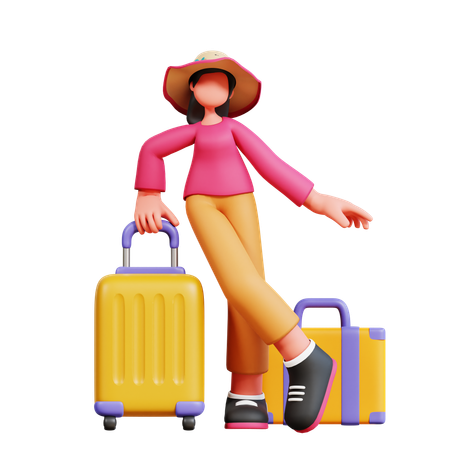 Female Tourist Is Going On Vacation  3D Illustration