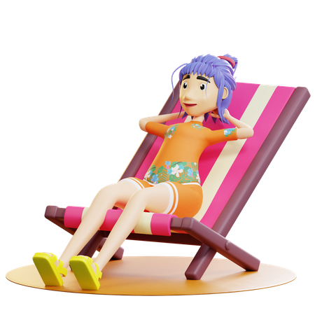 Female tourist relaxed  3D Illustration