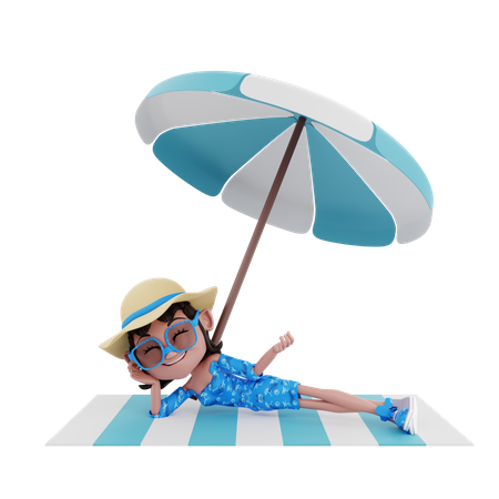 Female traveler relaxing  3D Illustration