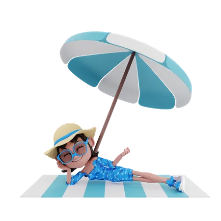 Female traveler relaxing  3D Illustration