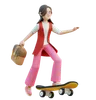 Female Using A Skateboard