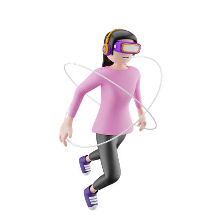 Female using vr glass and enjoying meta world  3D Illustration