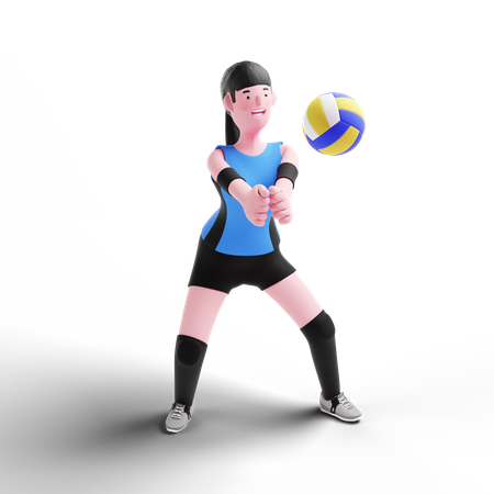 Female Volleyball player playing 3D Illustration