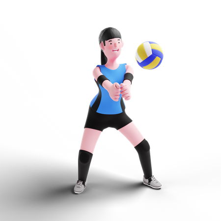 Female Volleyball player playing  3D Illustration