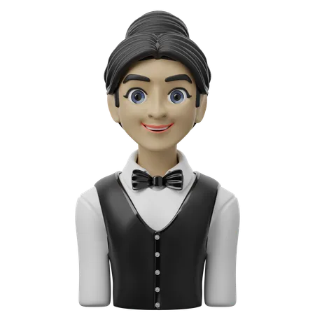 Female Waiter  3D Icon