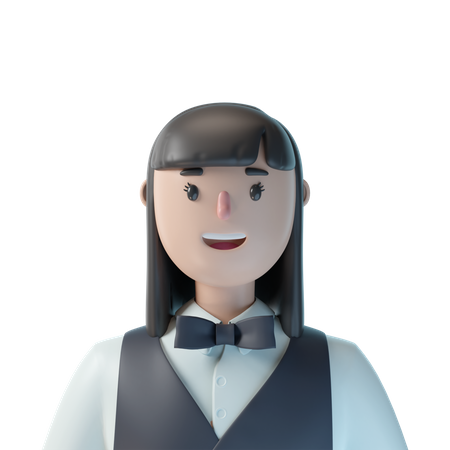 Female Waiter  3D Illustration