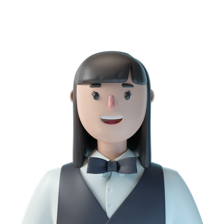 Female Waiter 3D Illustration