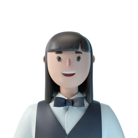 Female Waiter 3D Illustration