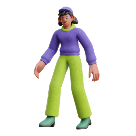 Female Walking pose  3D Icon