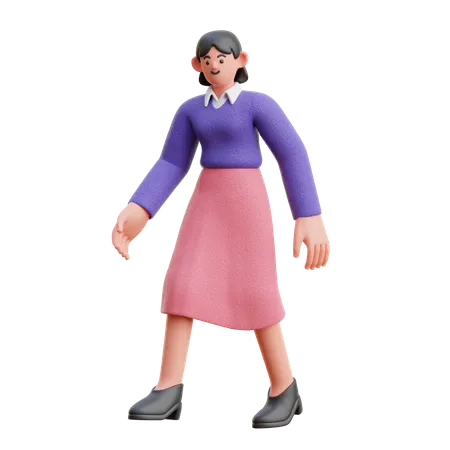 Female Walking pose  3D Illustration