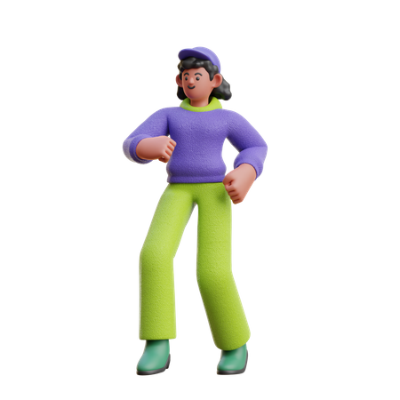 Female Walking With Passionate pose  3D Icon