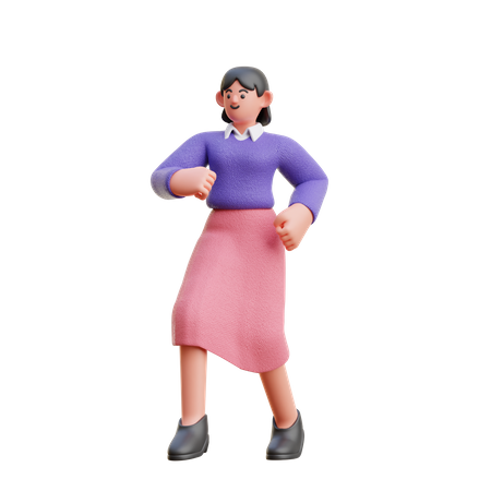 Female Walking With Passionate pose  3D Icon