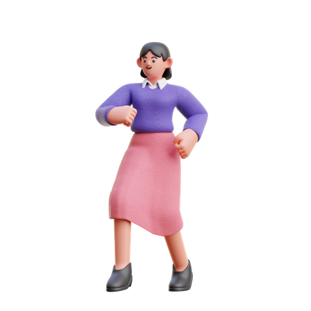 Female Walking With Passionate pose  3D Illustration