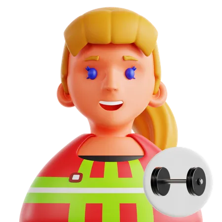 Female Weightlifter  3D Icon