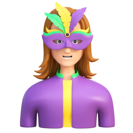 Mardi Gras Mask Girl Icon 3 D Illustration 3D Icon