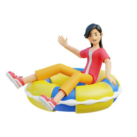 Female With Floating Ring  3D Illustration