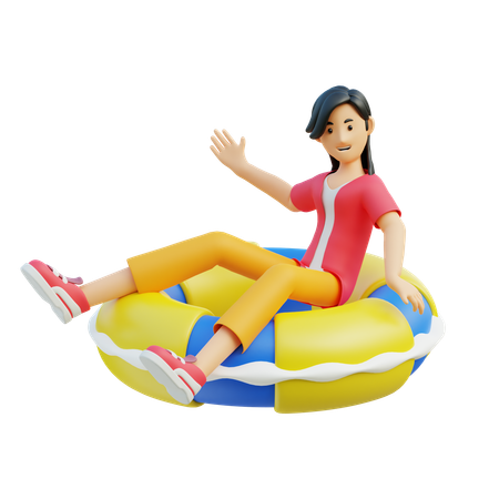 Female With Floating Ring  3D Illustration