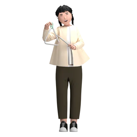 Female With Triangle  3D Illustration
