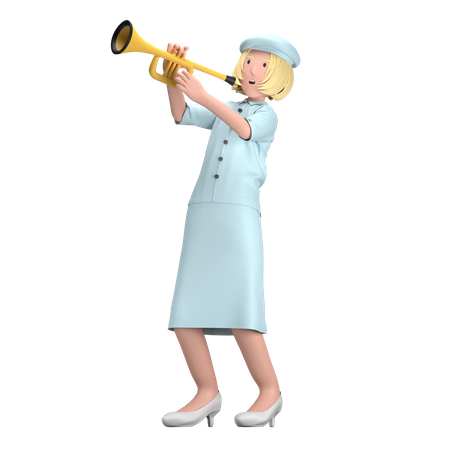 Female With Trumpet  3D Illustration