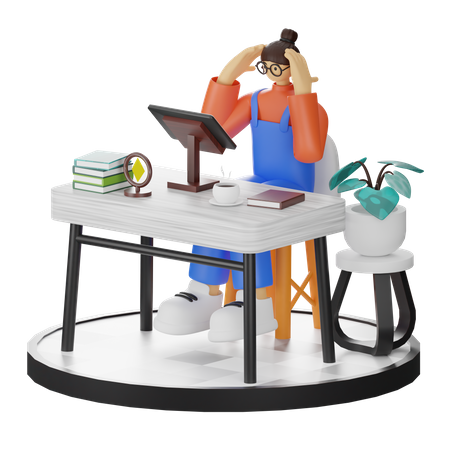 Female worker feeling dizzy  3D Icon