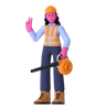 Female Worker Holding Air Blower
