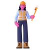 Female Worker Holding Pipe Wrench