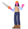 Female Worker Holding Saw