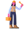 Female Worker Holding Tool Box