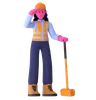 Female Worker With Hammer