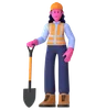 Female Worker With Shovel