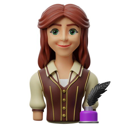 Female Writer  3D Icon