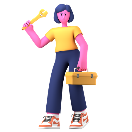 Mecânica feminina  3D Illustration