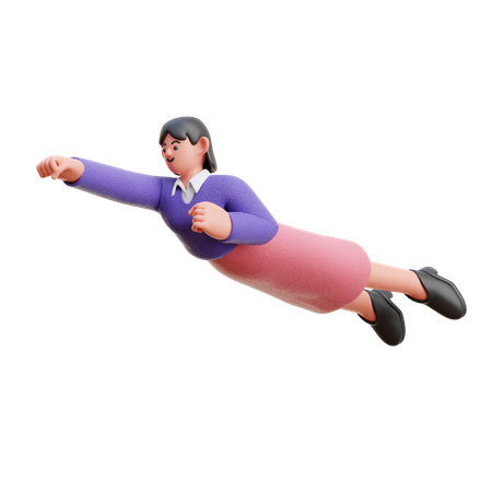 Mulher voando no ar  3D Illustration