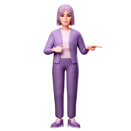 Femme présentant le côté droit  3D Illustration