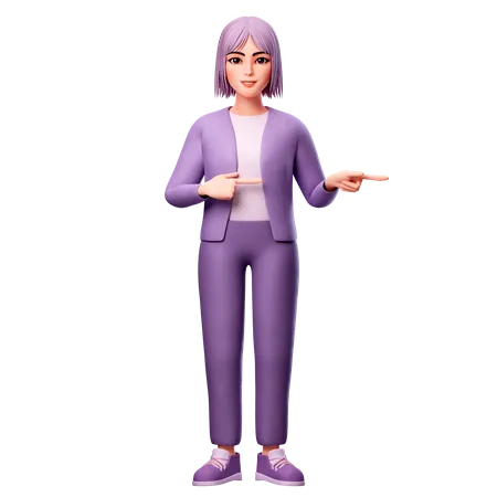 Femme présentant le côté droit  3D Illustration