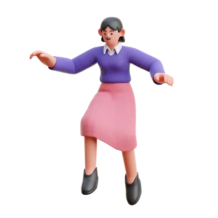 Saut féminin flottant  3D Illustration