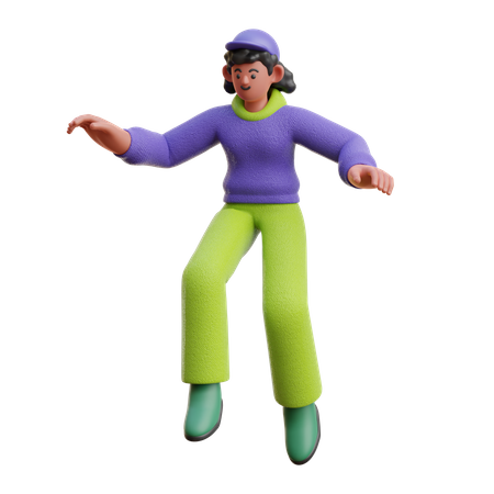 Saut féminin flottant  3D Illustration