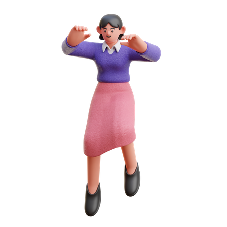 Femme sautant  3D Illustration