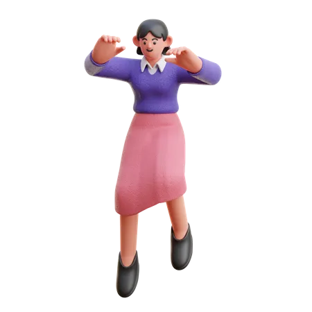 Femme sautant  3D Illustration